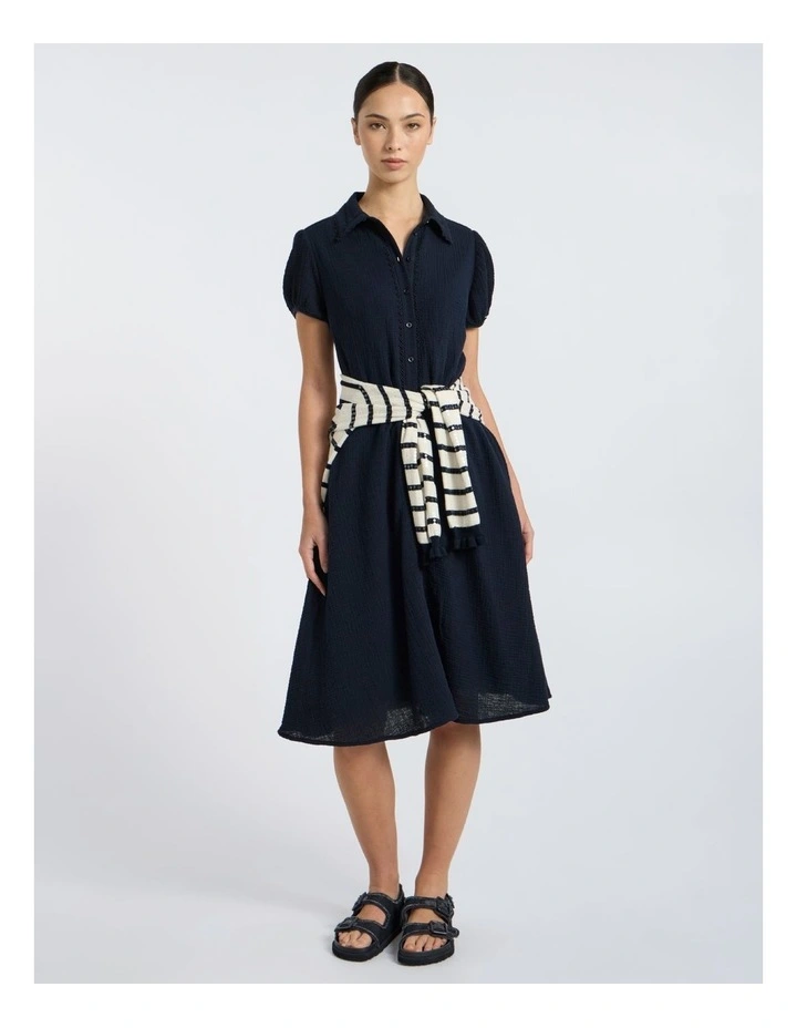 Patrick Midi Shirt Dress in Navy image 1