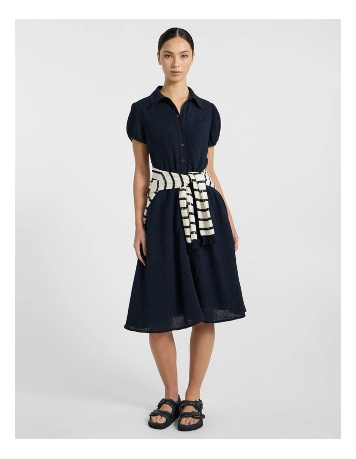 Patrick Midi Shirt Dress in Navy image 1