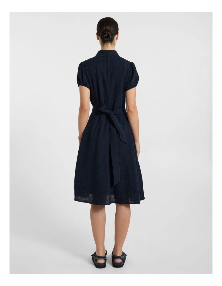 Patrick Midi Shirt Dress in Navy image 3