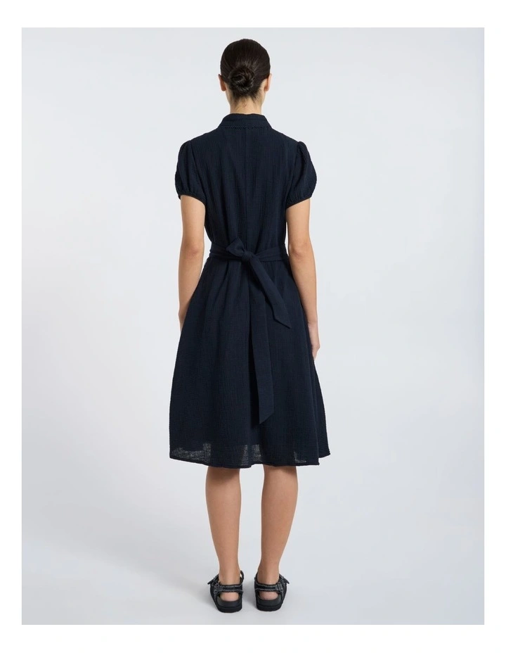 Patrick Midi Shirt Dress in Navy image 4