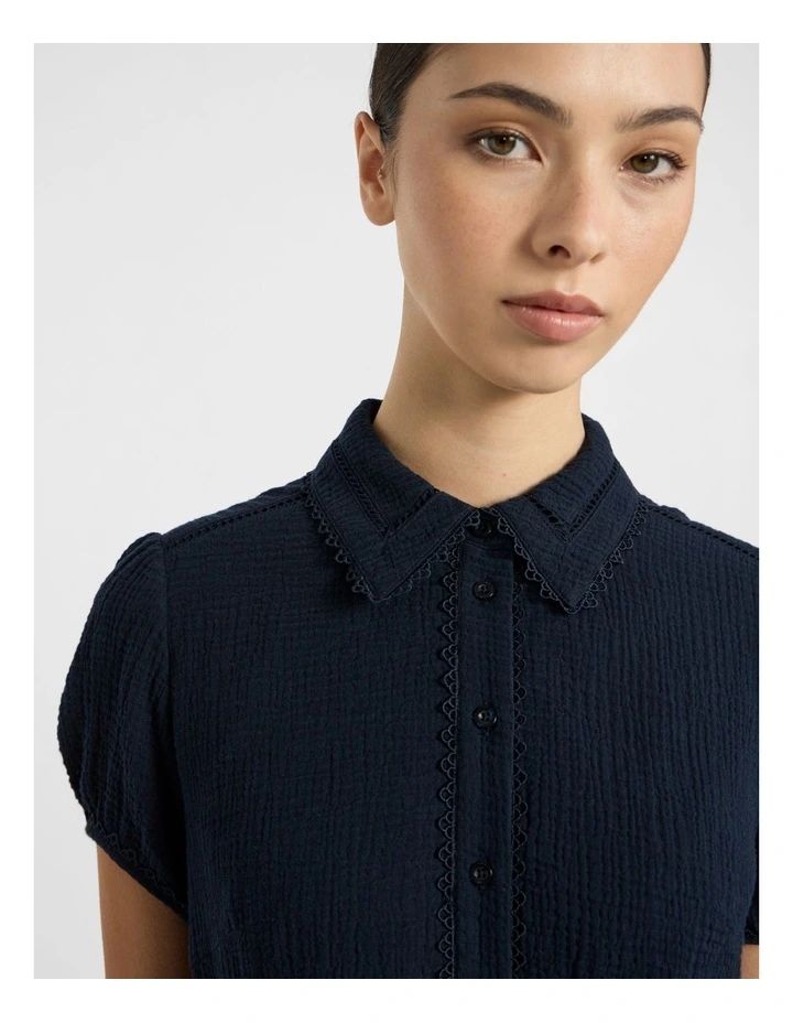 Patrick Midi Shirt Dress in Navy image 4