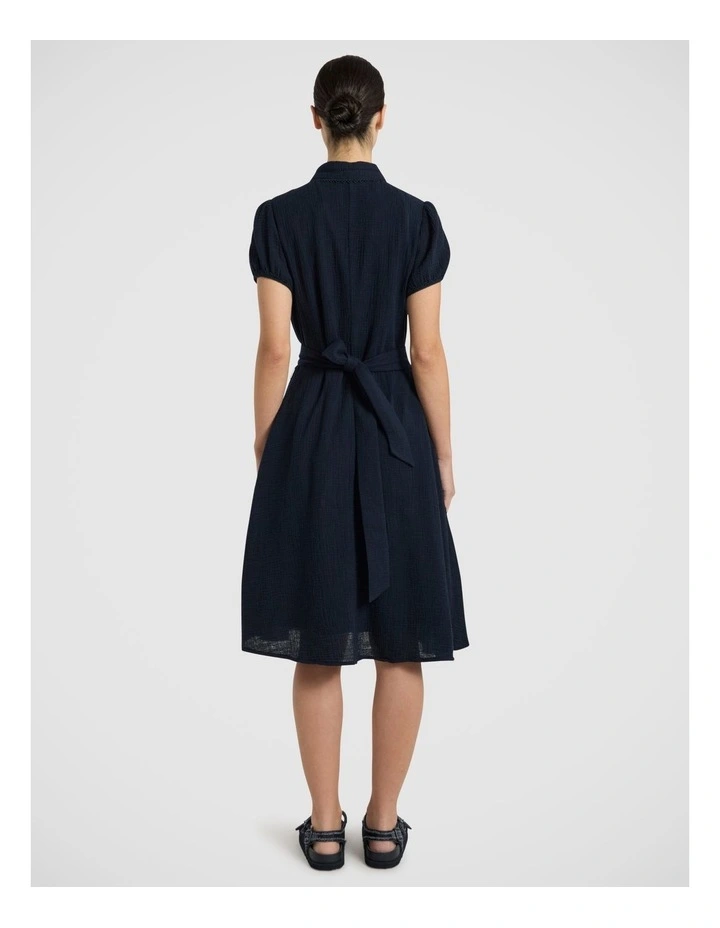 Patrick Midi Shirt Dress in Navy image 4