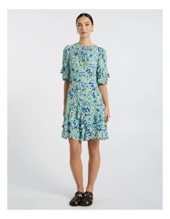 Mary Poppies Dress in Blue Multi