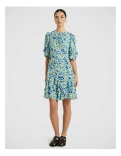 Mary Poppies Dress in Blue Multi