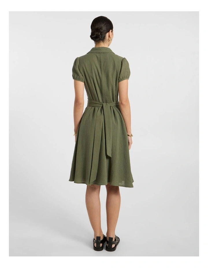Patrick Midi Shirt Dress in Olive Green image 3