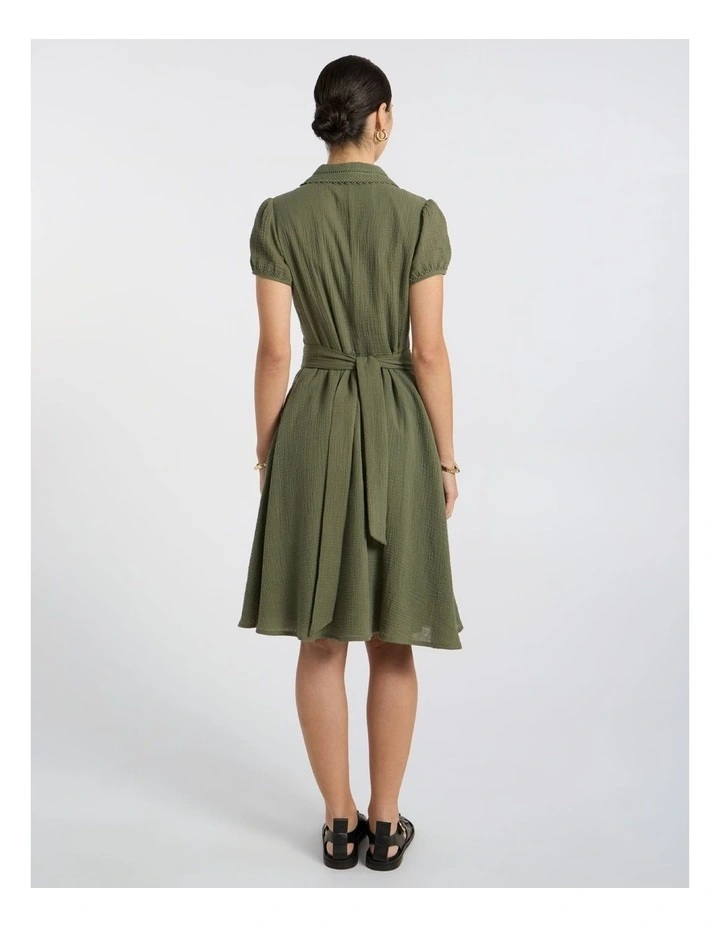 Patrick Midi Shirt Dress in Olive Green image 4