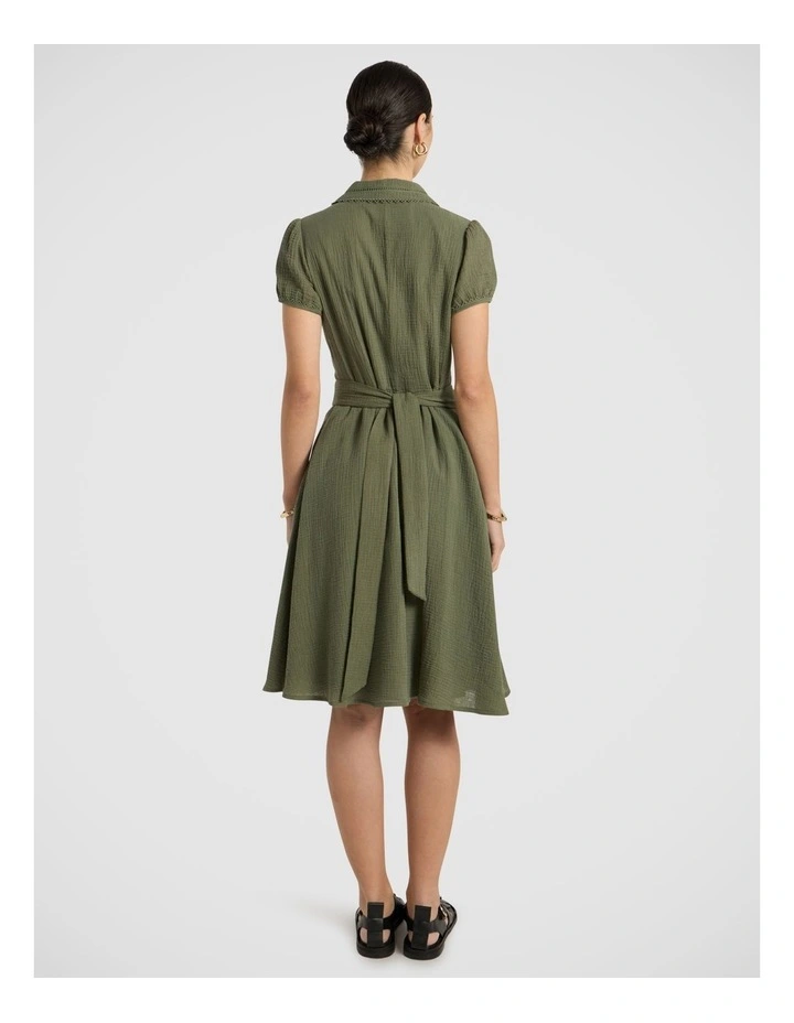 Patrick Midi Shirt Dress in Olive Green image 4