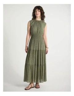 Louis Clip Spot Dress in Olive Green