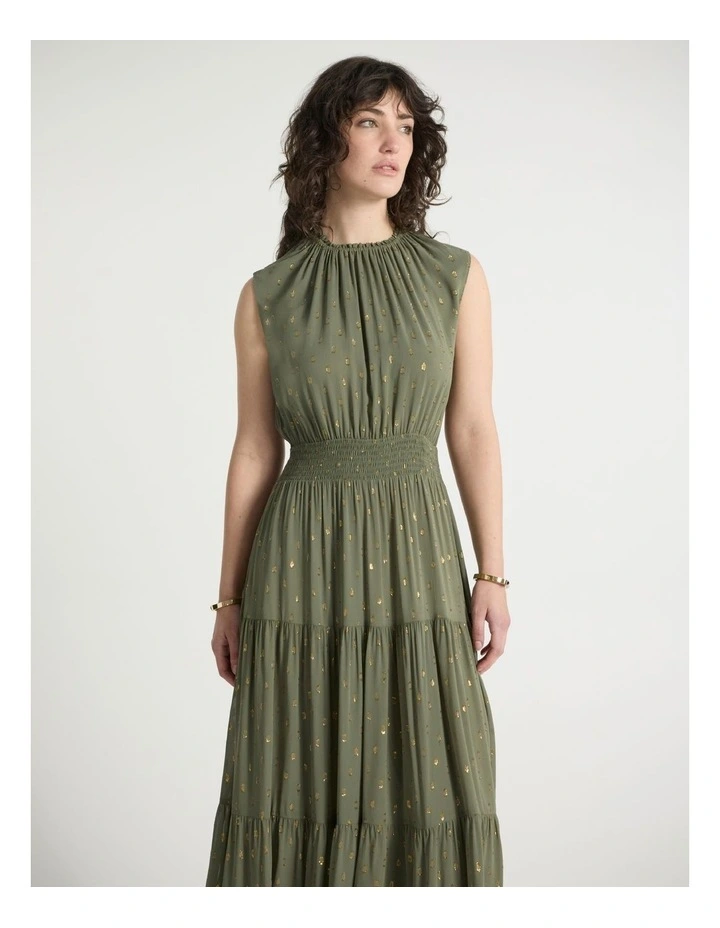 Louis Clip Spot Dress in Olive Green image 2