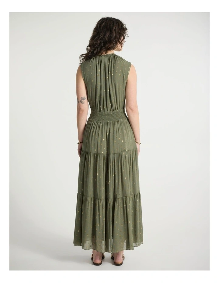 Louis Clip Spot Dress in Olive Green image 3