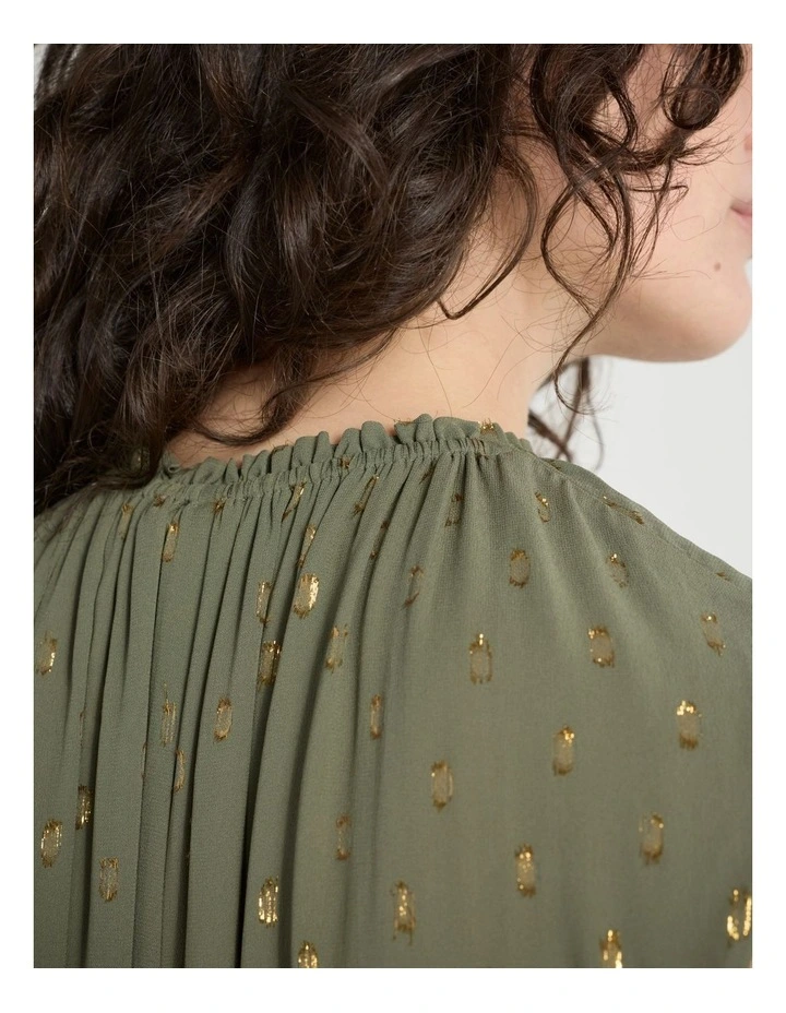 Louis Clip Spot Dress in Olive Green image 4