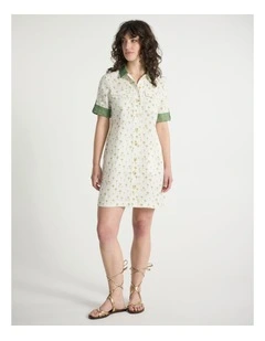 Best Frond Ever Linen Dress in Ivory Multi