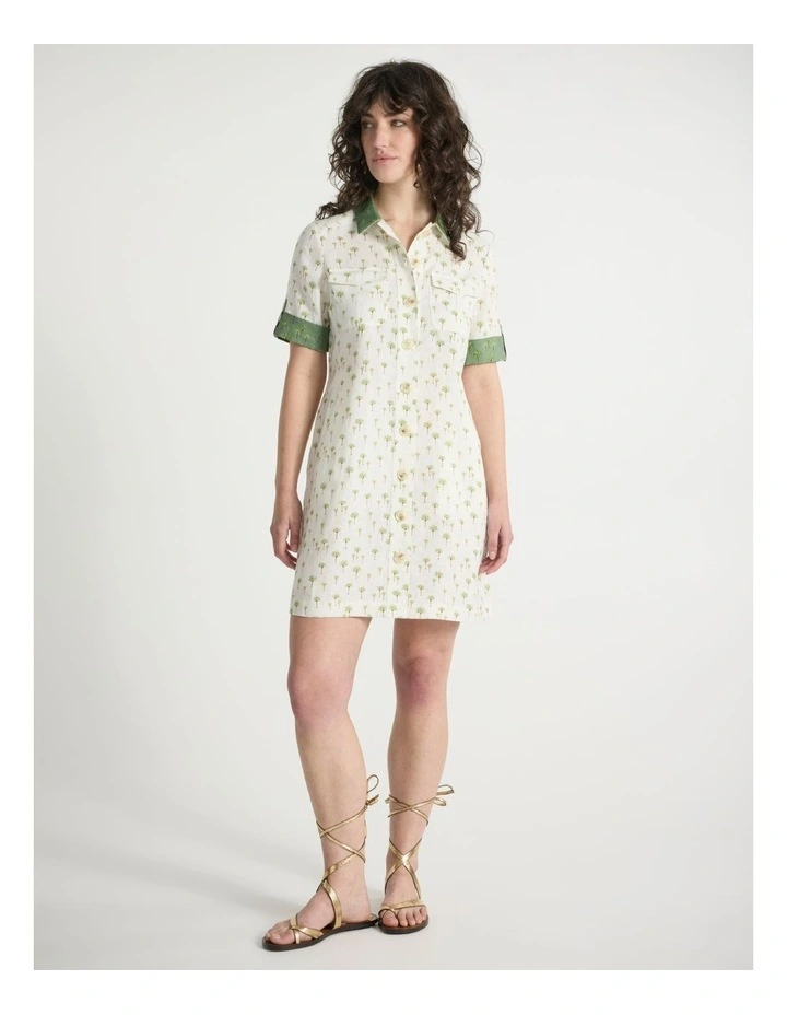 Best Frond Ever Linen Dress in Ivory Multi image 1
