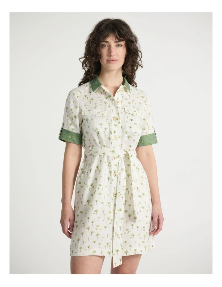 Best Frond Ever Linen Dress in Ivory Multi image 2
