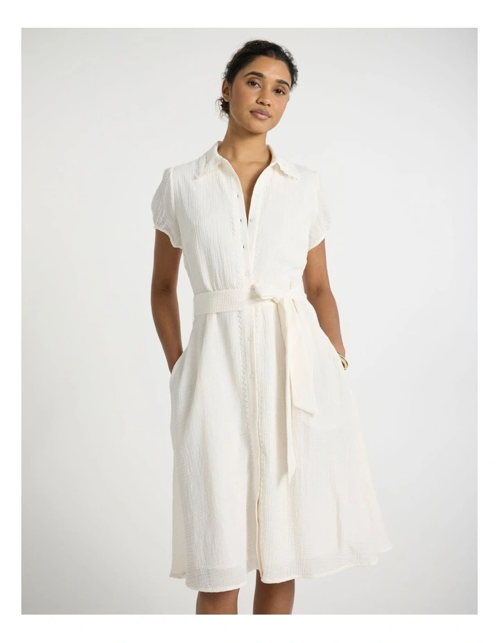 Patrick Midi Shirt Dress in Ivory image 2