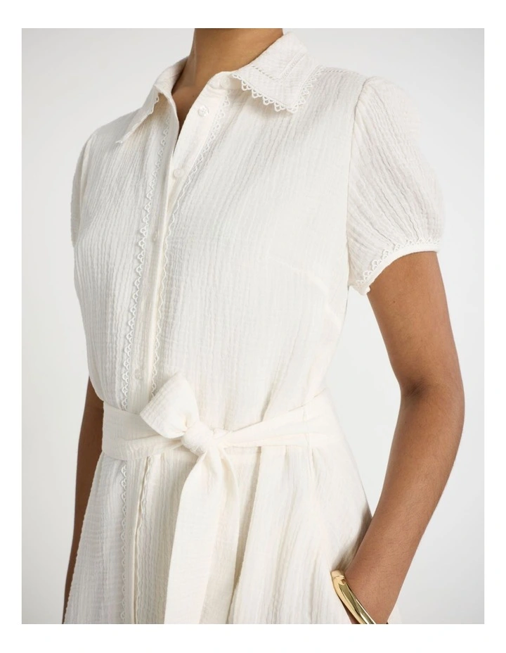 Patrick Midi Shirt Dress in Ivory image 4