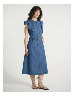 It's You Chambray Midi Dress in Mid Wash