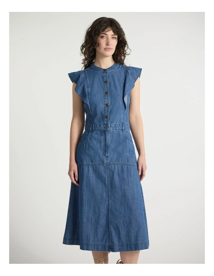It's You Chambray Midi Dress in Mid Wash image 2