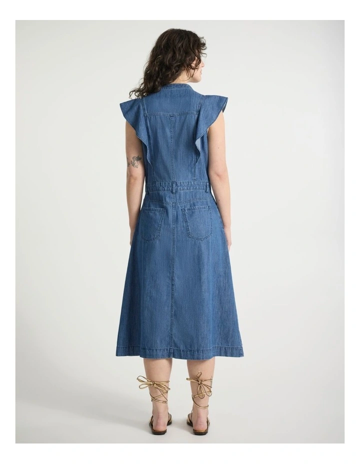 It's You Chambray Midi Dress in Mid Wash image 3