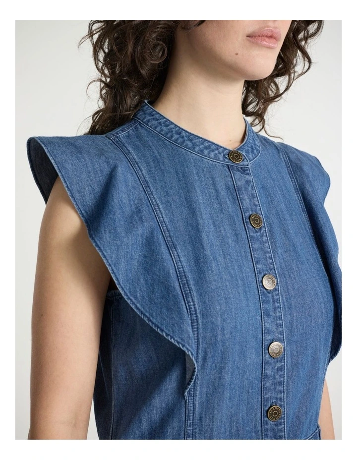 It's You Chambray Midi Dress in Mid Wash image 4