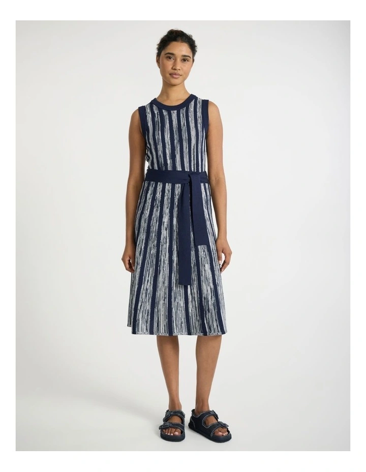 Stripe That Down Knit Dress in Navy Stripe image 1