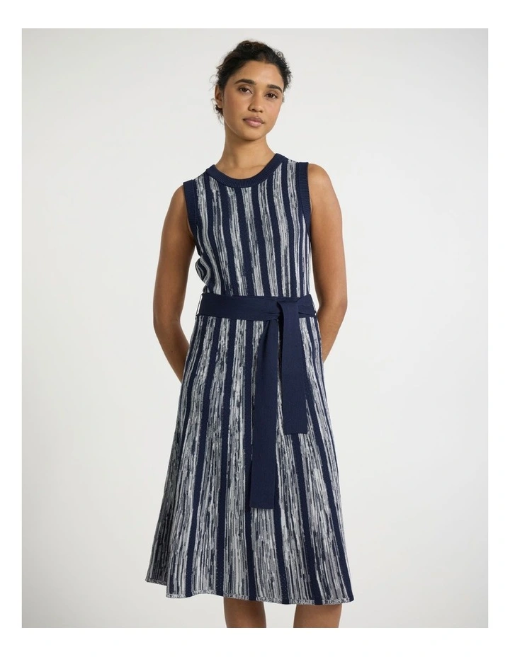 Stripe That Down Knit Dress in Navy Stripe image 2
