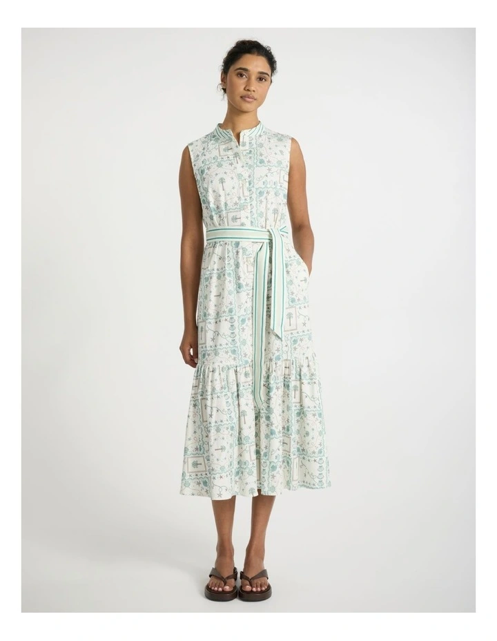 Sign Of The Tiles Dress in Ivory Multi image 1
