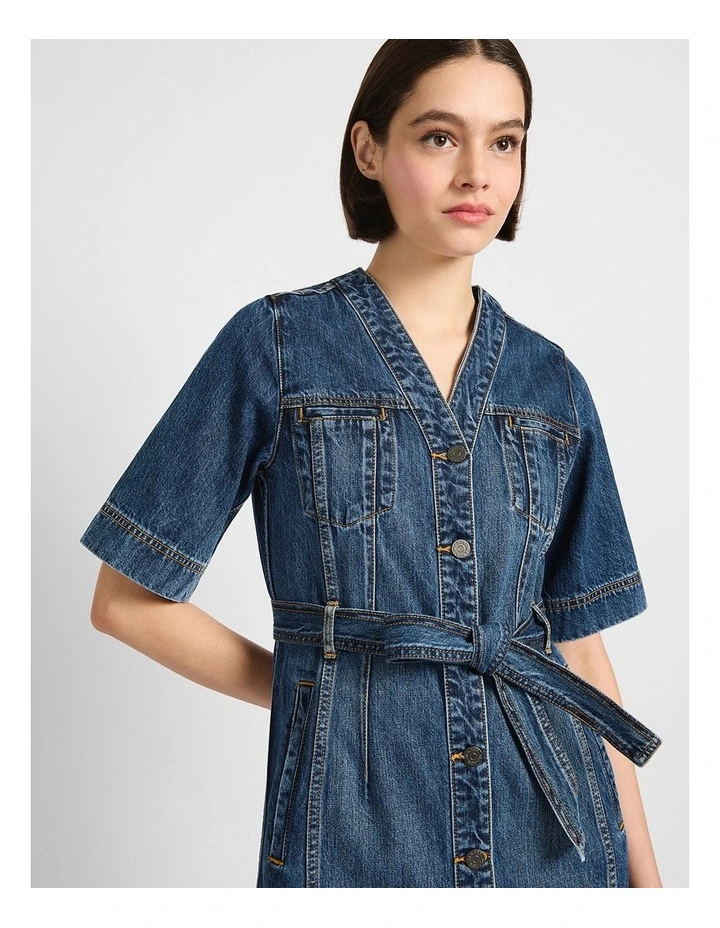 Bennet Denim Mini Dress in Elle Blue image 4