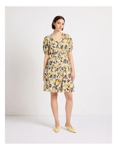 Print And Prejudice Dress in Yellow Multi