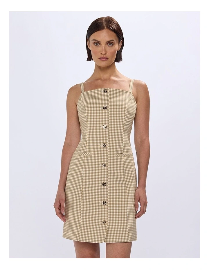 One in A Gingham Dress in Beige Multi image 2