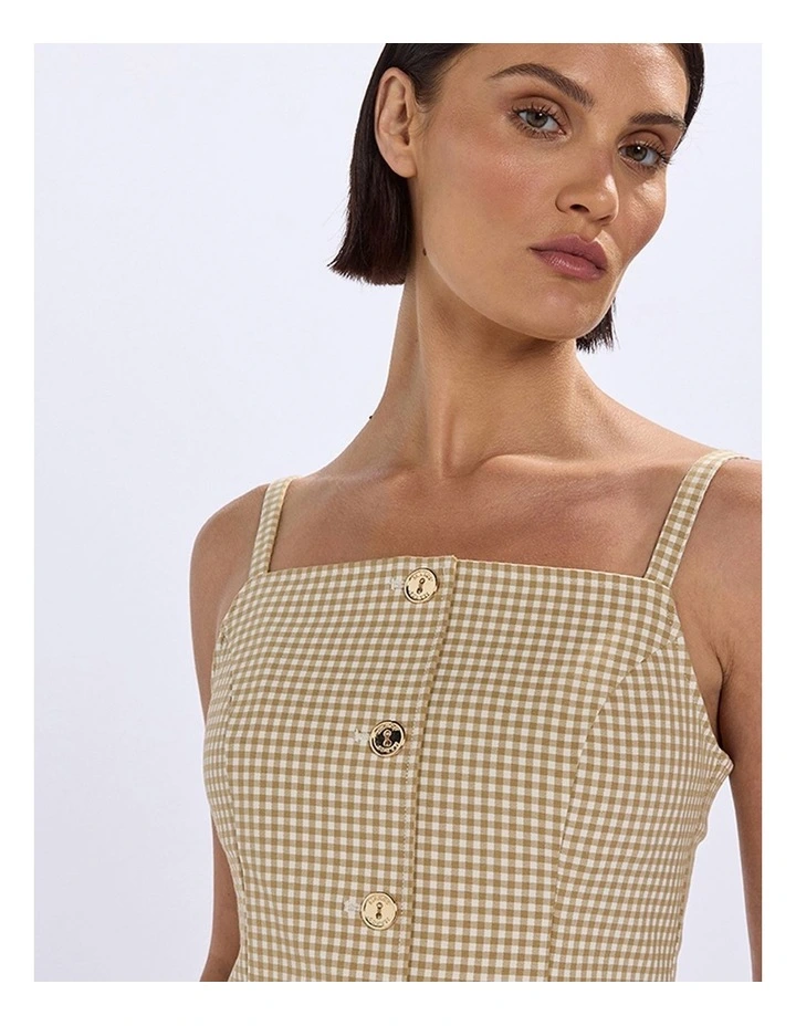 One in A Gingham Dress in Beige Multi image 3
