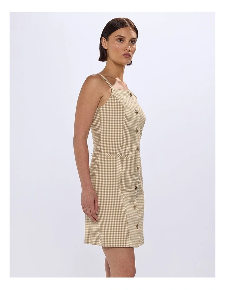 One in A Gingham Dress in Beige Multi image 4