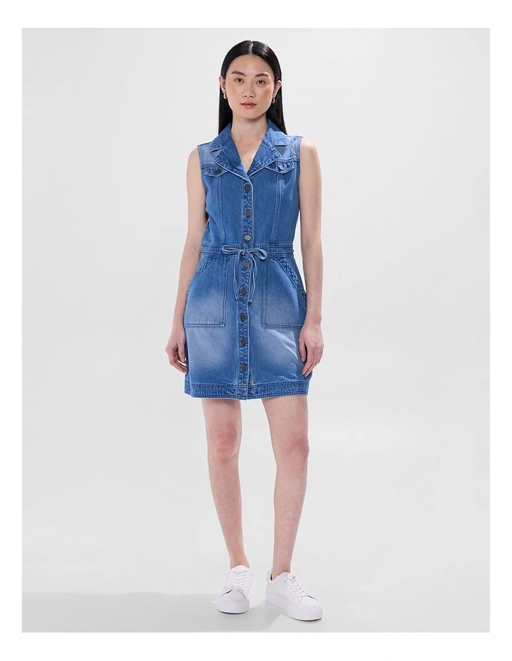 Gabriella Denim Mini Dress in Messina Blue image 2