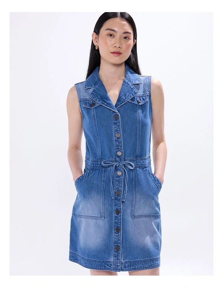 Gabriella Denim Mini Dress in Messina Blue image 2