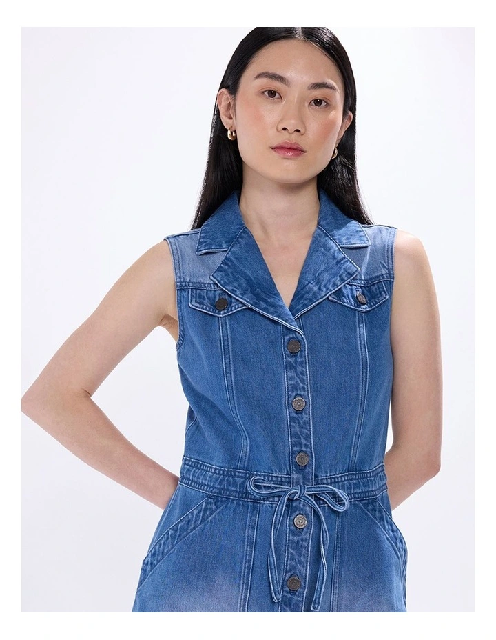 Gabriella Denim Mini Dress in Messina Blue image 3