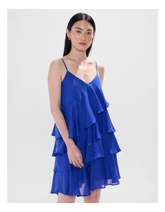 Breaking Free Ruffle Dress in Cobalt Blue