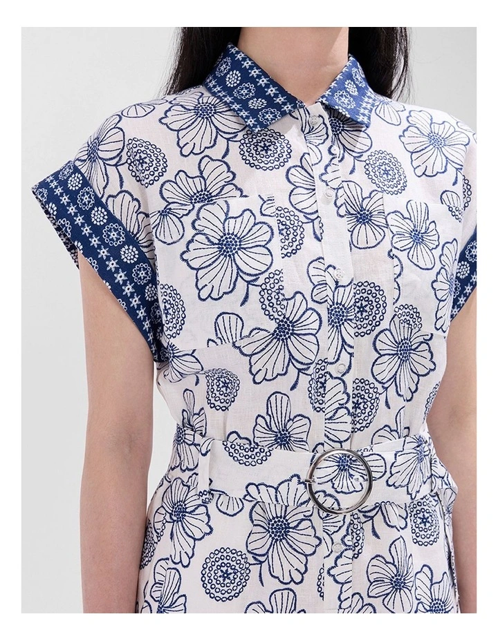 Jackson Linen Playsuit in Ivory Multi image 4