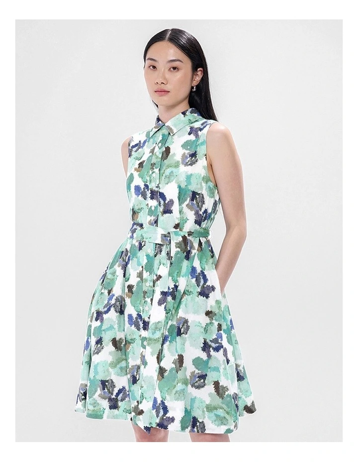 Touch Of Rain Shirt Dress in Teal Multi image 1
