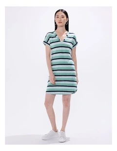 Clarisse Cotton Stripe Dress in Green Stripe