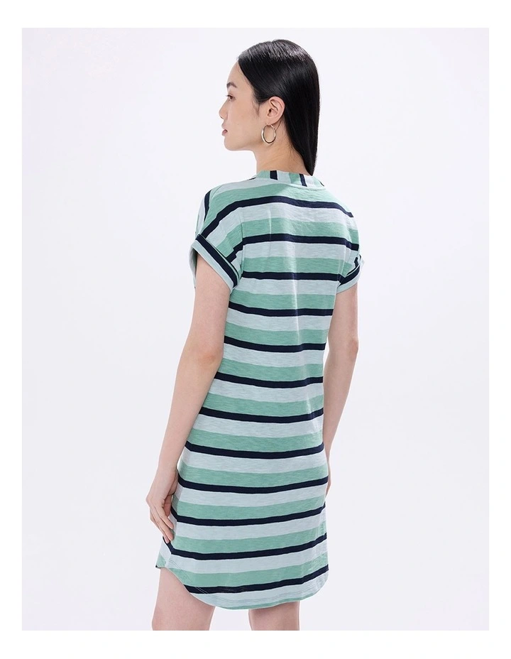 Clarisse Cotton Stripe Dress in Green Stripe image 4