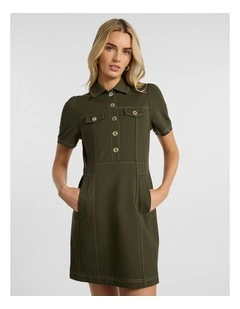 Lawrence Ponte Dress in Dark Khaki