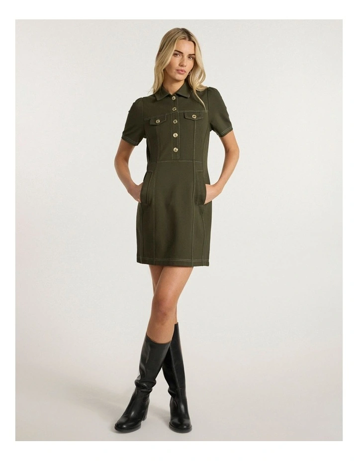 Lawrence Ponte Dress in Dark Khaki image 1