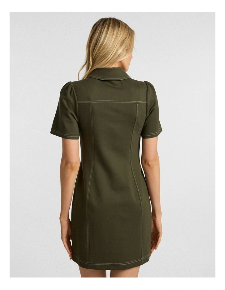 Lawrence Ponte Dress in Dark Khaki image 3