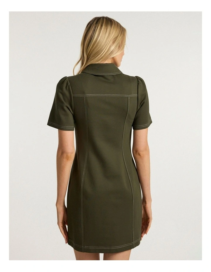 Lawrence Ponte Dress in Dark Khaki image 3