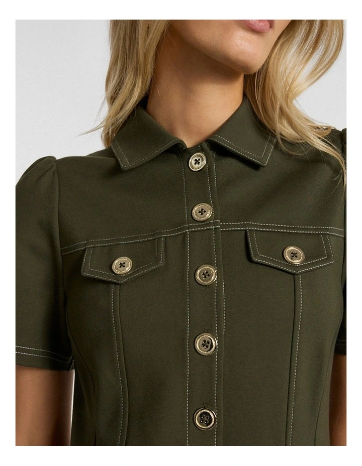 Lawrence Ponte Dress in Dark Khaki image 5