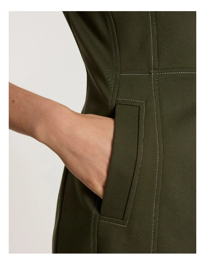 Lawrence Ponte Dress in Dark Khaki image 5