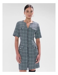 Tweed Ur Luv Mini Dress in Green Multi