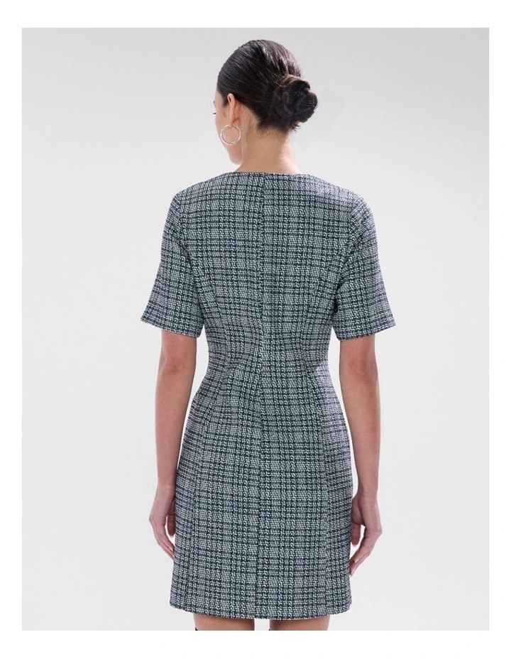 Tweed Ur Luv Mini Dress in Green Multi image 3