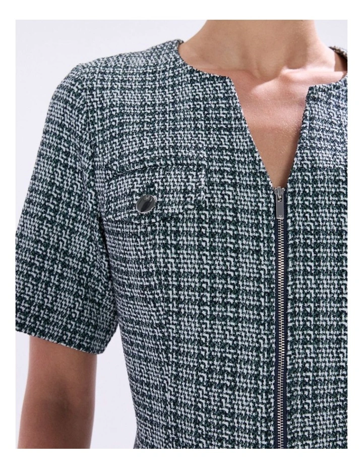 Tweed Ur Luv Mini Dress in Green Multi image 3