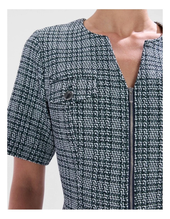 Tweed Ur Luv Mini Dress in Green Multi image 4